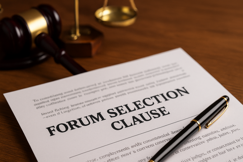 Forum Selection Clause in Contracts Legal Document labeled Forum Selection Clause