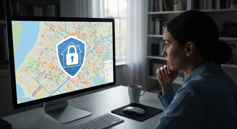 Digital Privacy Shield Over a Map of House
