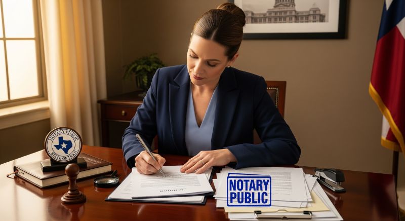 Notary Acknowledgment and Jurat Documents and a Texas Seal